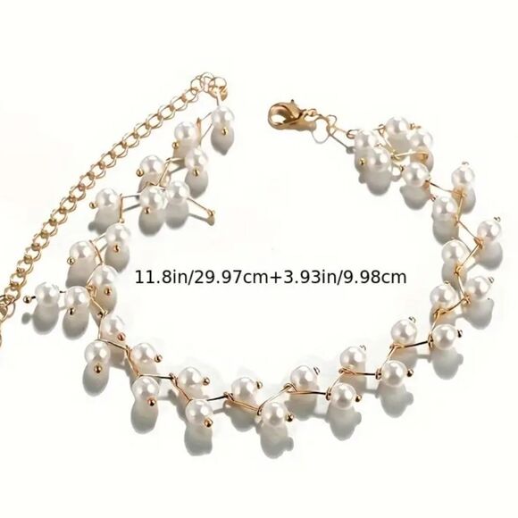 Bohemian Chic Faux Pearl Choker for Women Gold or Silver Tone - Picture 5 of 11